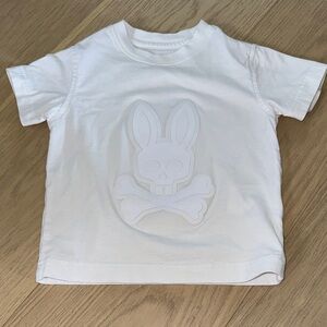 Psycho Bunny Kids White Tee with Embossed Bunny Skull